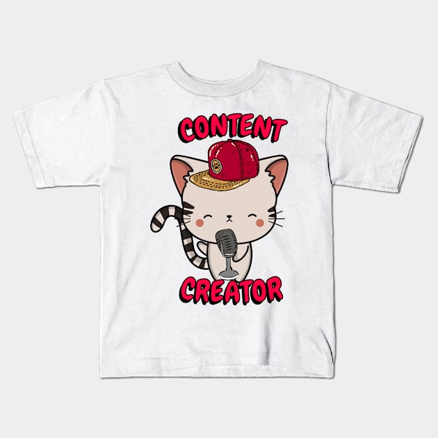 Cute Tabby cat is a content creator Kids T-Shirt by Pet Station